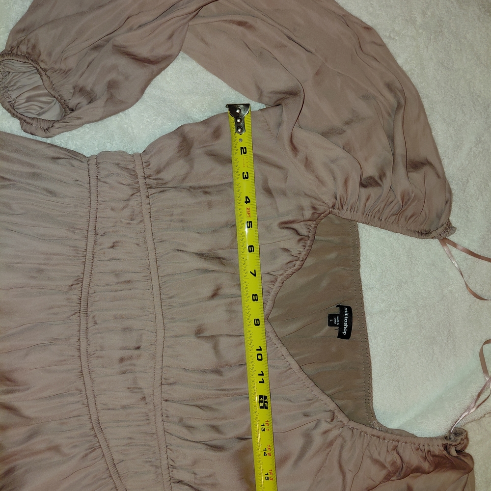 Mittoshop Mauve Long Bellowed Sleeves, Lined Maxi Dress, 12"Ruffle, Lg - Picture 5 of 7